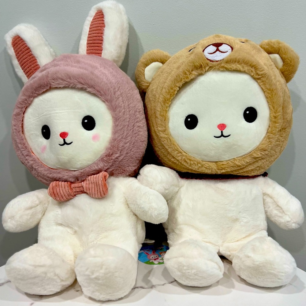 Plush Bunny and Bear costume pair - 15” NWT